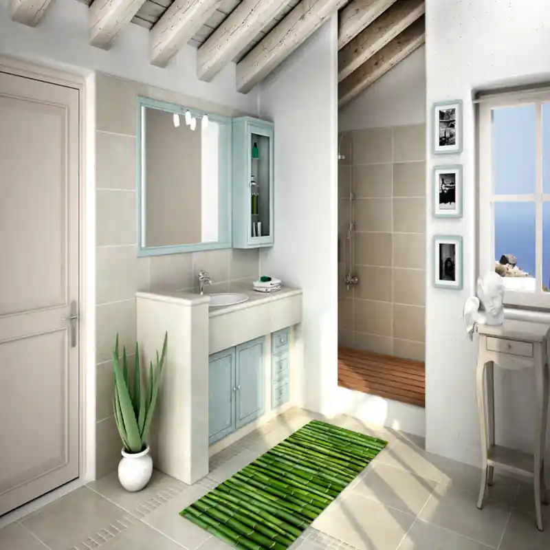 Tappeto Passatoia Salotto Cucina Bagno Lavabile Fiori Canne Bambù - FLO0007