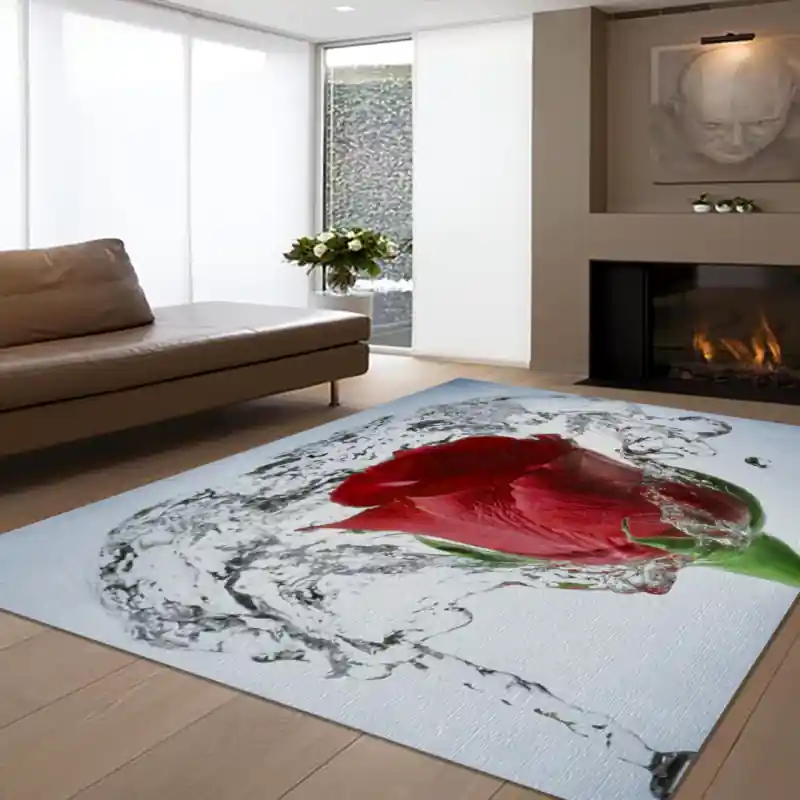 Tappeto Passatoia Salotto Cucina Bagno Lavabile Fiori Rosa Rossa - FLO0004
