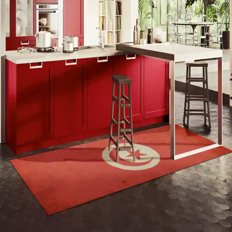 Tappeto Passatoia Salotto Cucina Bagno Lavabile Stampa Digitale Bandiera Vintage Luna Stella TUNISIA