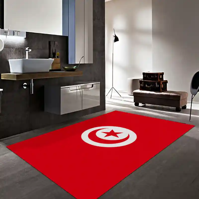 Tappeto Passatoia Salotto Cucina Bagno Lavabile Stampa Digitale Bandiera Stella Luna Rosso - TUNISIA
