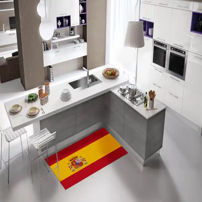 Tappeto Passatoia Salotto Cucina Bagno Lavabile Stampa Digitale Bandiera Giallo Rosso Stemma SPAGNA