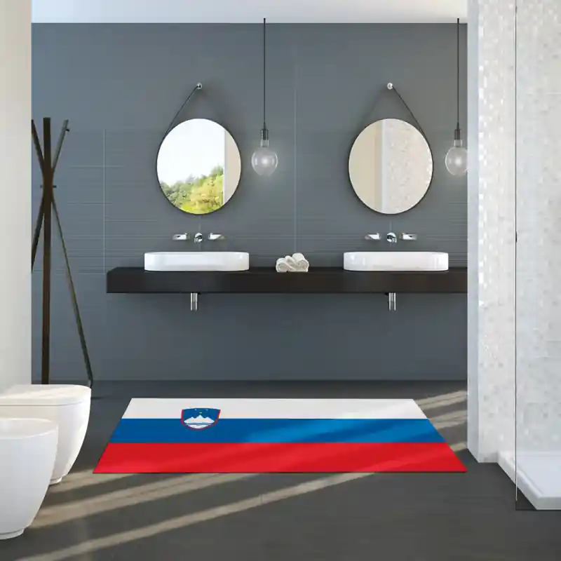 Tappeto Passatoia Salotto Cucina Bagno Lavabile Stampa Digitale Bandiera Rosso Bianco Blu - SLOVENIA