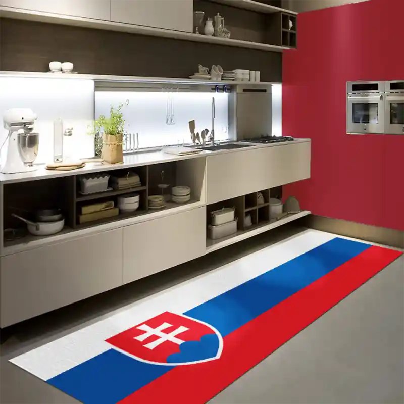 Tappeto Passatoia Salotto Cucina Bagno Lavabile Stampa Digitale Bandiera Stemma Rosso Blu SLOVACCHIA