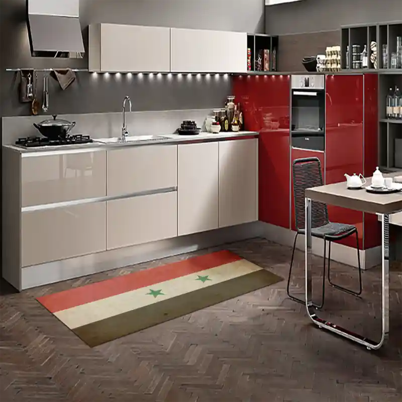 Tappeto Passatoia Salotto Cucina Bagno Lavabile Stampa Digitale Bandiera Vintage Rosso Nero - SIRIA