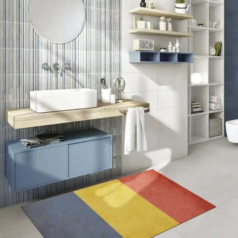 Tappeto Passatoia Salotto Cucina Bagno Lavabile Stampa Digitale Bandiera Vintage Blu Giallo ROMANIA