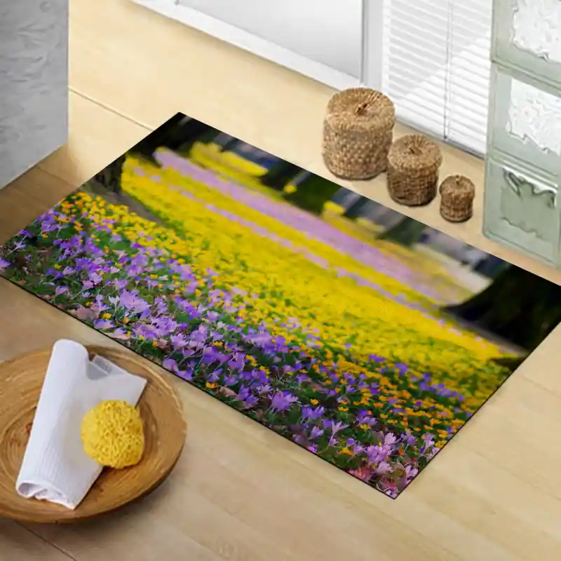 Tappeto Passatoia Salotto Cucina Bagno Lavabile Campo Sternbergia Viola Fiori - FLO0093
