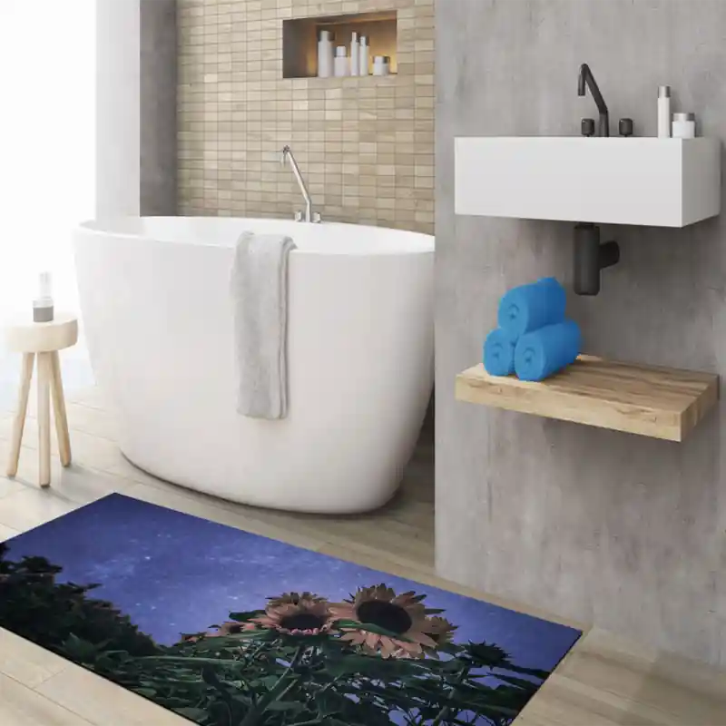 Tappeto Passatoia Salotto Cucina Bagno Lavabile Fiori Campo Girasoli Notte Stellata - FLO0091