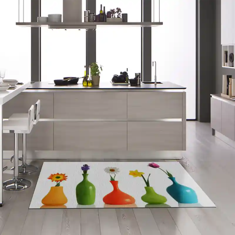 Tappeto Passatoia Salotto Cucina Bagno Lavabile Fiori Vari Vaso Colori - FLO0087