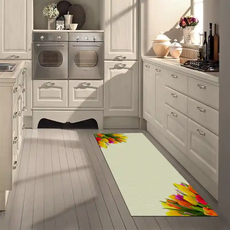 Tappeto Passatoia Salotto Cucina Bagno Lavabile Fiori Tulipani Colori - FLO0085