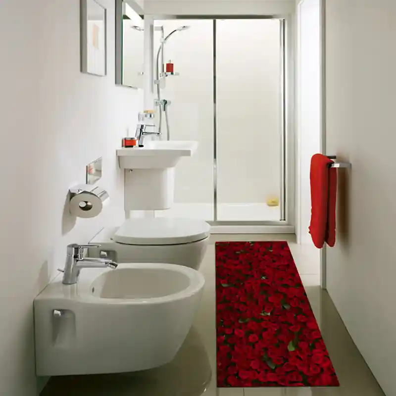 Tappeto Passatoia Salotto Cucina Bagno Lavabile Rose Rosse - FLO0079