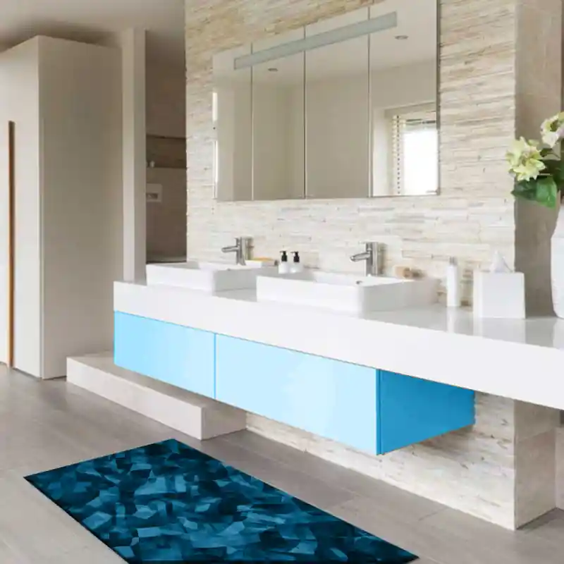 Tappeto Passatoia Salotto Cucina Bagno Lavabile Antiscivolo Moderno Astratto Blu - MOD5071