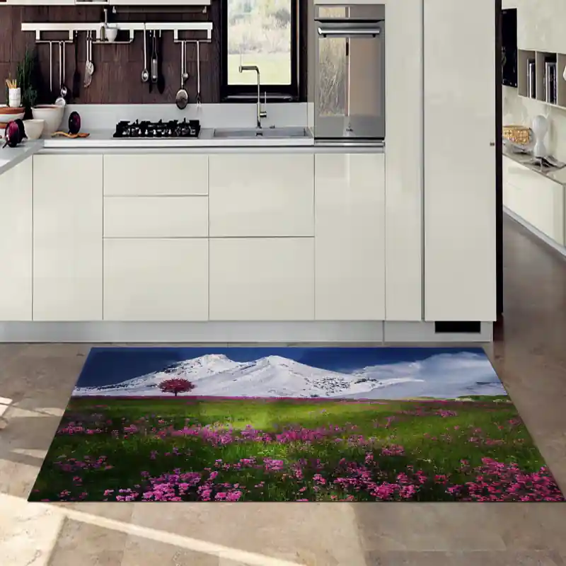 Tappeto Passatoia Salotto Cucina Bagno Lavabile Fiori Campo Cosmos Rosa - FLO0077