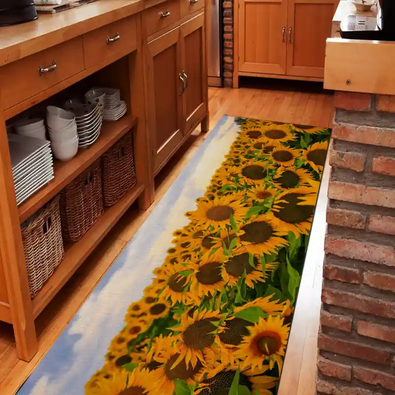 Tappeto Passatoia Salotto Cucina Bagno Lavabile Fiori Campo Girasoli - FLO0062