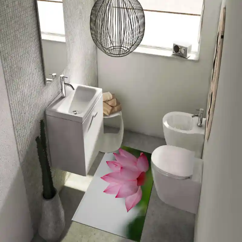 Tappeto Passatoia Salotto Cucina Bagno Lavabile Fiori Ninfea Rosa - FLO0060