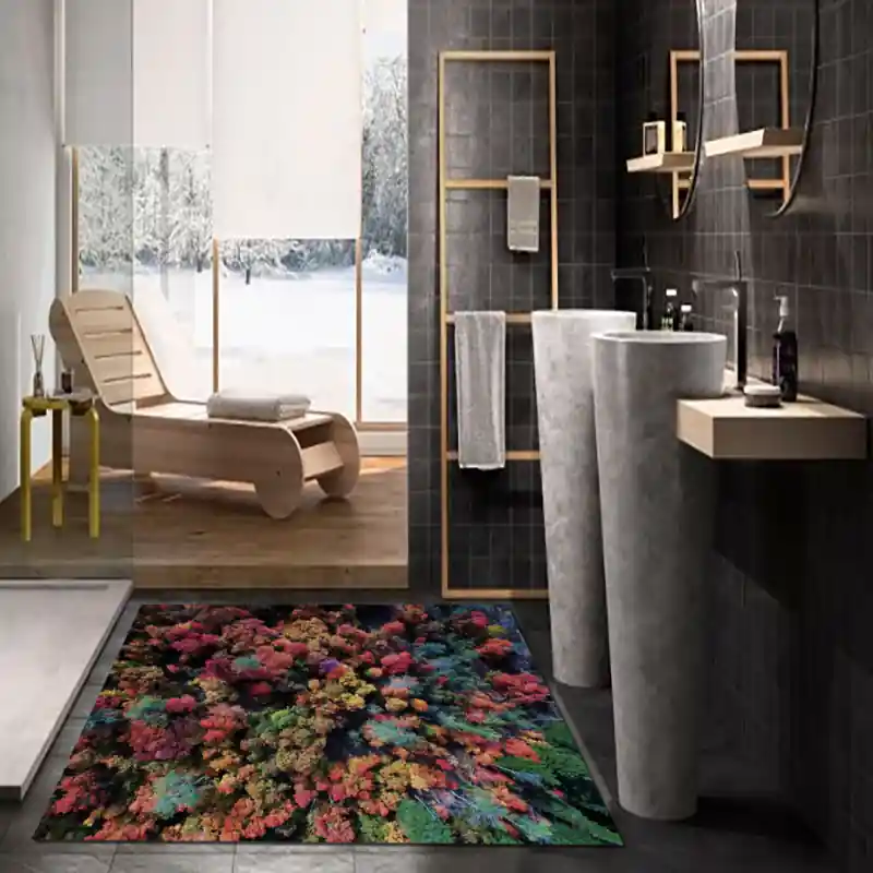 Tappeto Passatoia Salotto Cucina Bagno Lavabile Vista Aerea Foresta Autunno - FLO0056