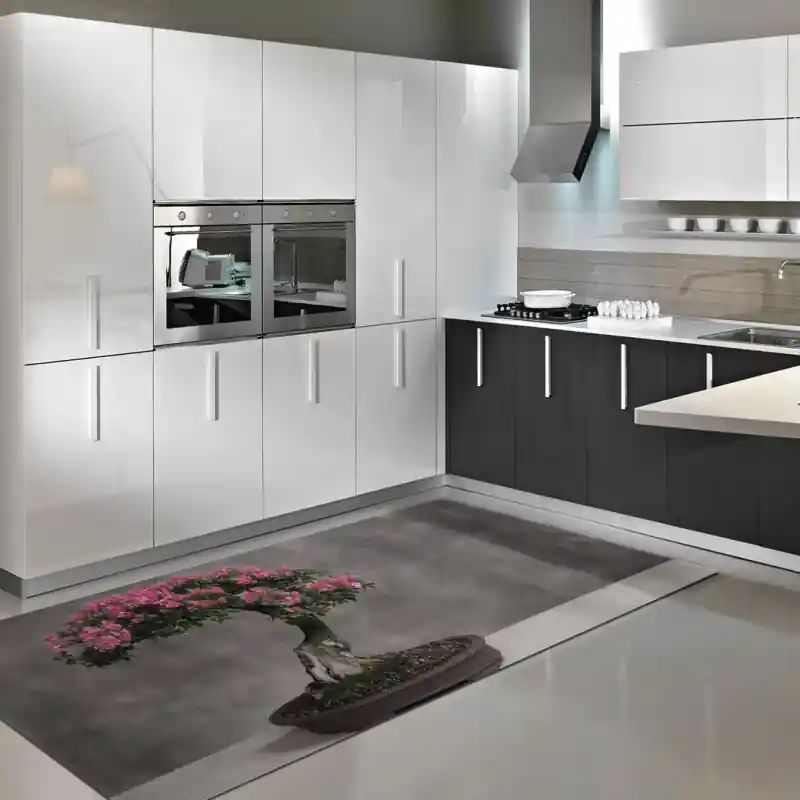 Tappeto Passatoia Salotto Cucina Bagno Lavabile Bonsai Fiori Rosa - FLO0054