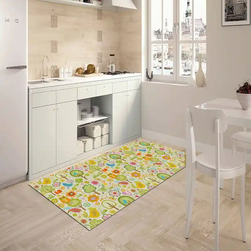 Tappeto Passatoia Salotto Cucina Bagno Lavabile Stile Floreale Flora Fauna Natura - FLO0051