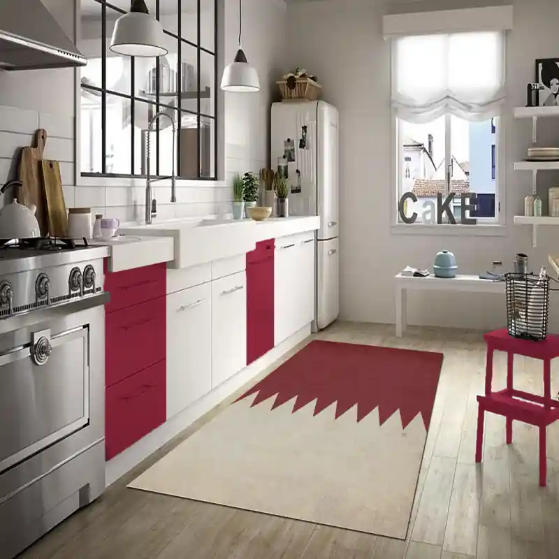 Tappeto Passatoia Salotto Cucina Bagno Lavabile Stampa Digitale Bandiera Vintage Rosso Bianco QUATAR