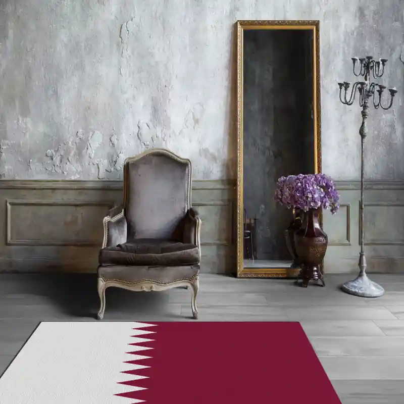 Tappeto Passatoia Salotto Cucina Bagno Lavabile Stampa Digitale Bandiera Bianco Rosso - QATAR