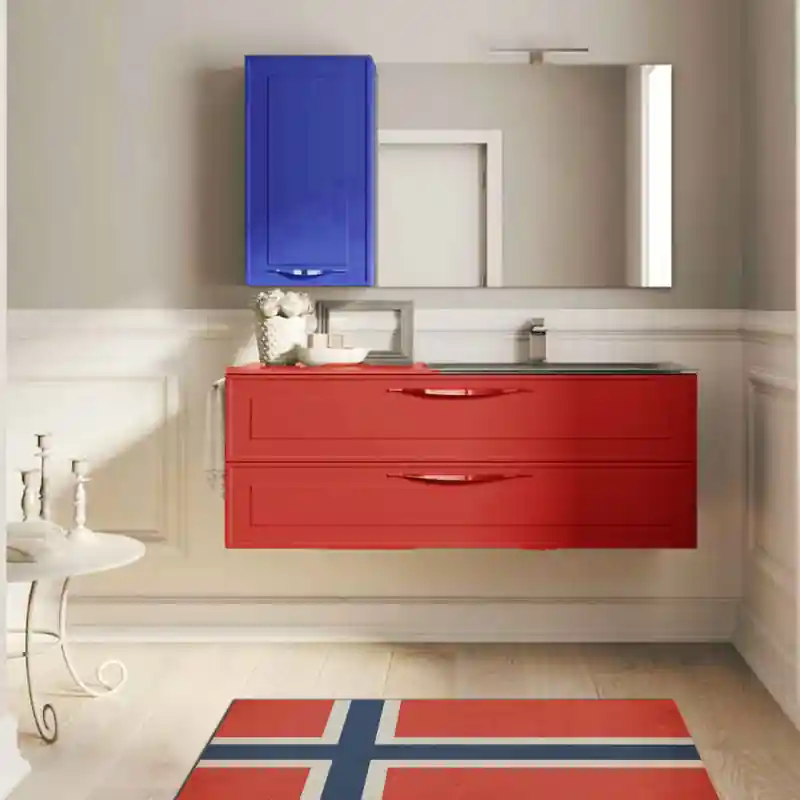 Tappeto Passatoia Salotto Cucina Bagno Lavabile Stampa Digitale Bandiera Vintage Croce Blu NORVEGIA