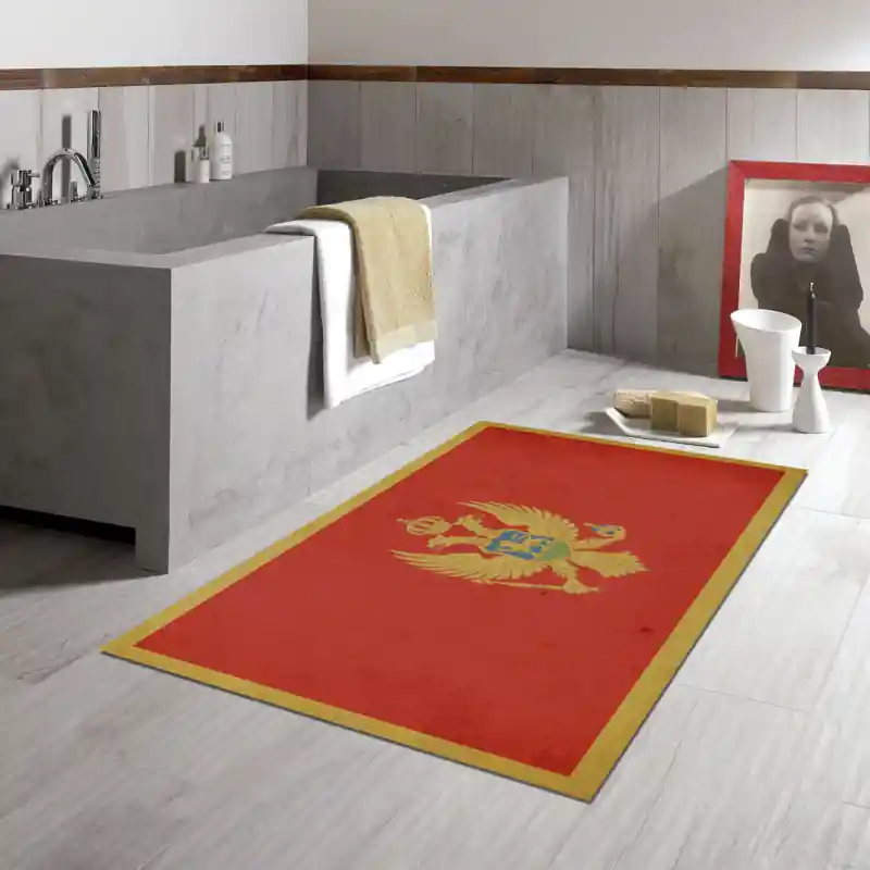 Tappeto Passatoia Salotto Cucina Bagno Lavabile Stampa Digitale Bandiera Vintage Stemma - MONTENEGRO