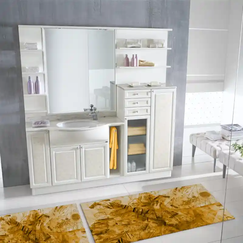 Tappeto Salotto Cucina Bagno Lavabile Antiscivolo Moderno Geometrico Astratto Giallo Oro - MOD5030