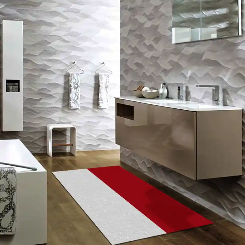 Tappeto Passatoia Salotto Cucina Bagno Lavabile Stampa Digitale Bandiera Rosso Bianco - MONACO