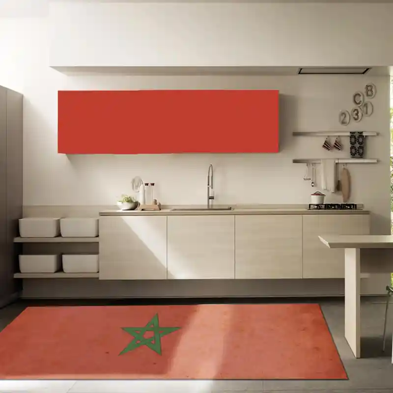Tappeto Passatoia Salotto Cucina Bagno Lavabile Stampa Digitale Bandiera Stemma Vintage - MAROCCO