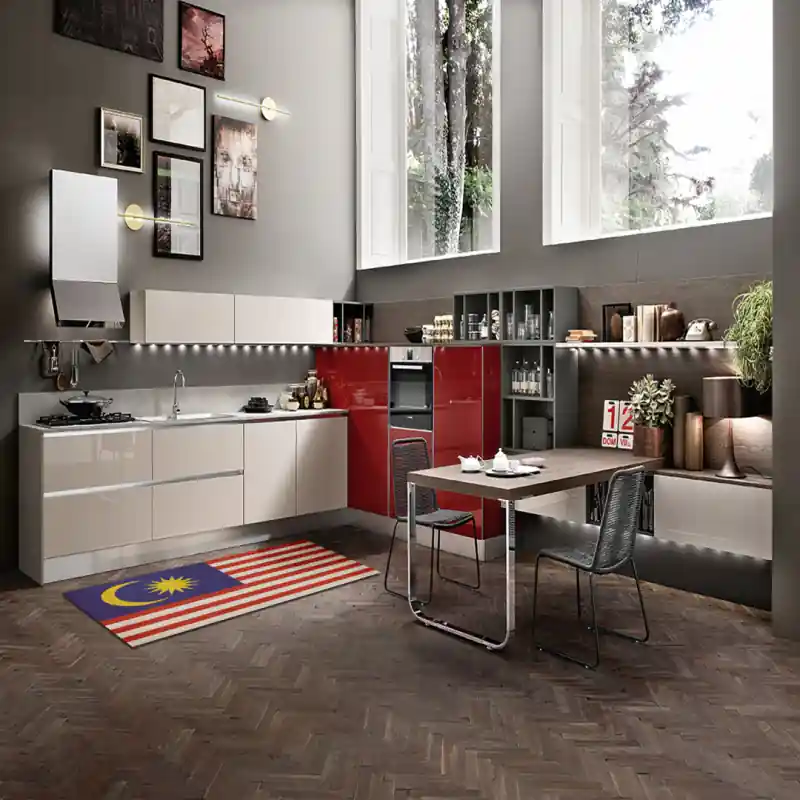 Tappeto Passatoia Salotto Cucina Bagno Lavabile Stampa Digitale Bandiera Vintage Sole Luna - MALESIA