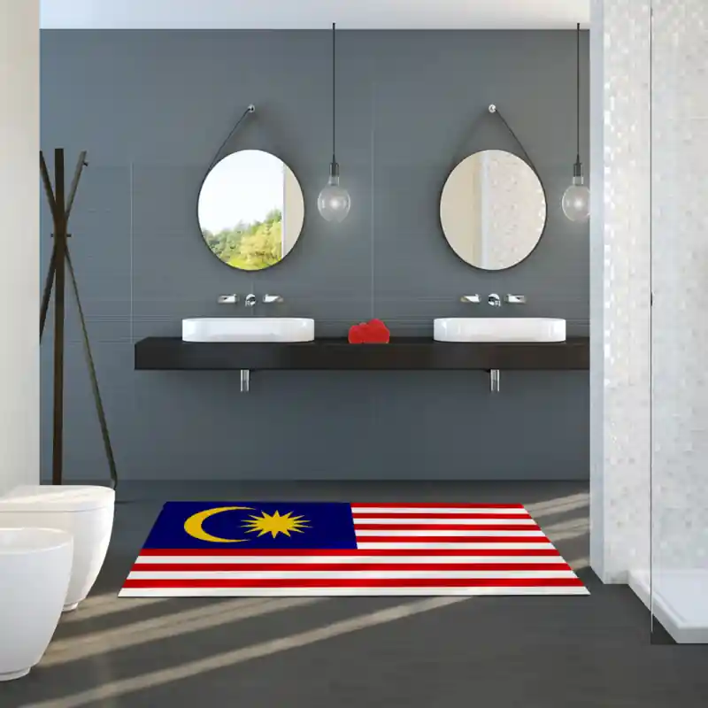 Tappeto Passatoia Salotto Cucina Bagno Lavabile Stampa Digitale Bandiera Sole Luna Righe - MALESIA