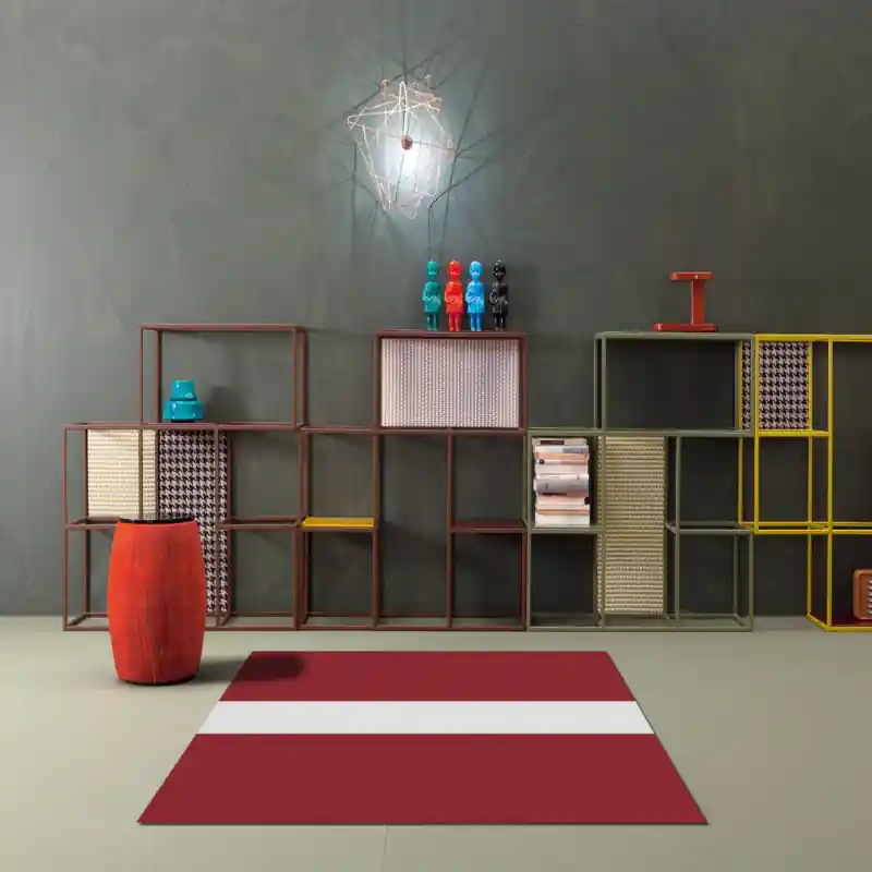 Tappeto Passatoia Salotto Cucina Bagno Lavabile Stampa Digitale Bandiera Rosso Bianco Righe LETTONIA
