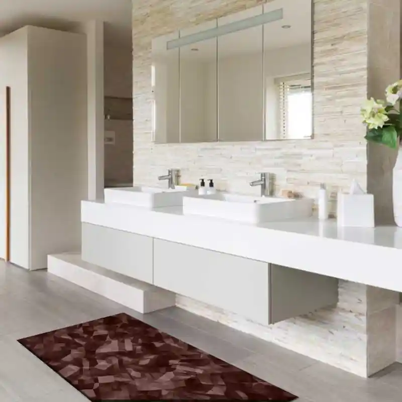 Tappeto Passatoia Salotto Cucina Bagno Lavabile Antiscivolo Moderno Astratto Marrone - MOD5077