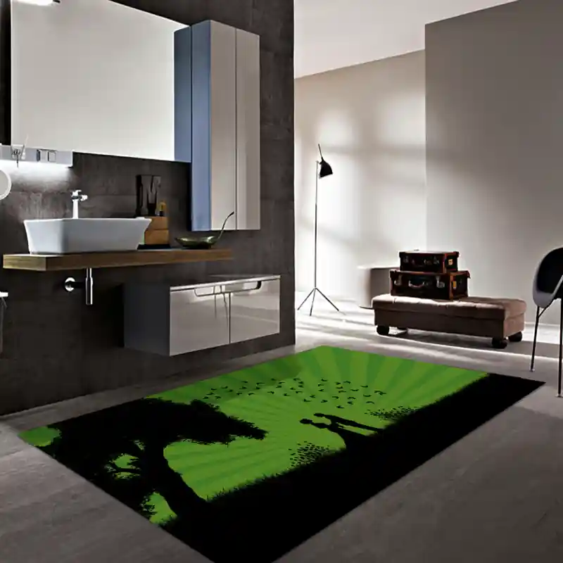 Tappeto Passatoia Salotto Cucina Bagno Lavabile Matrimonio Sposi Tramonto Verde - JM0008