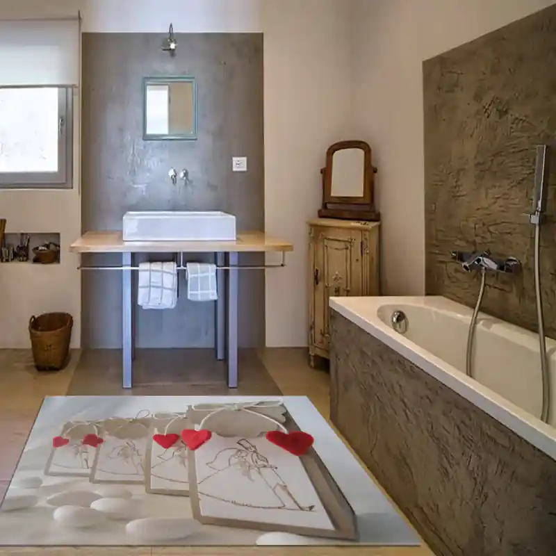 Tappeto Passatoia Salotto Cucina Bagno Lavabile Confetti Bomboniere Sposi Cuori - JM0002