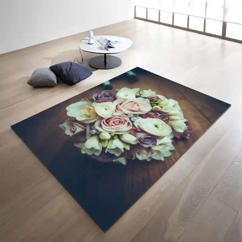 Tappeto Passatoia Salotto Cucina Bagno Lavabile Bouquet Matrimonio Fiori Rose Perle - JM0001