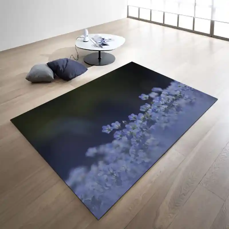 Tappeto Passatoia Salotto Cucina Bagno Lavabile Fiori Primule Azzurro - FLO0096