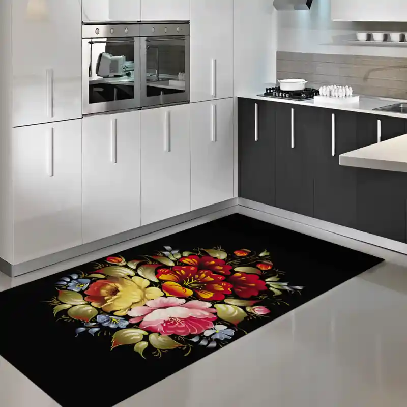 Tappeto Passatoia Salotto Cucina Bagno Lavabile Stile Floreale Astratto Colori - FLO0094