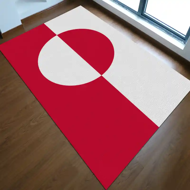 Tappeto Passatoia Salotto Cucina Bagno Lavabile Stampa Digitale Bandiera Bianco Rosso - GROENLANDIA