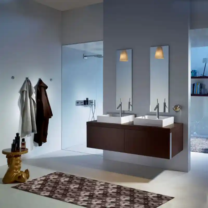 Tappeto Salotto Cucina Bagno Lavabile Antiscivolo Moderno Geometrico Croce Marrone - MOD5024