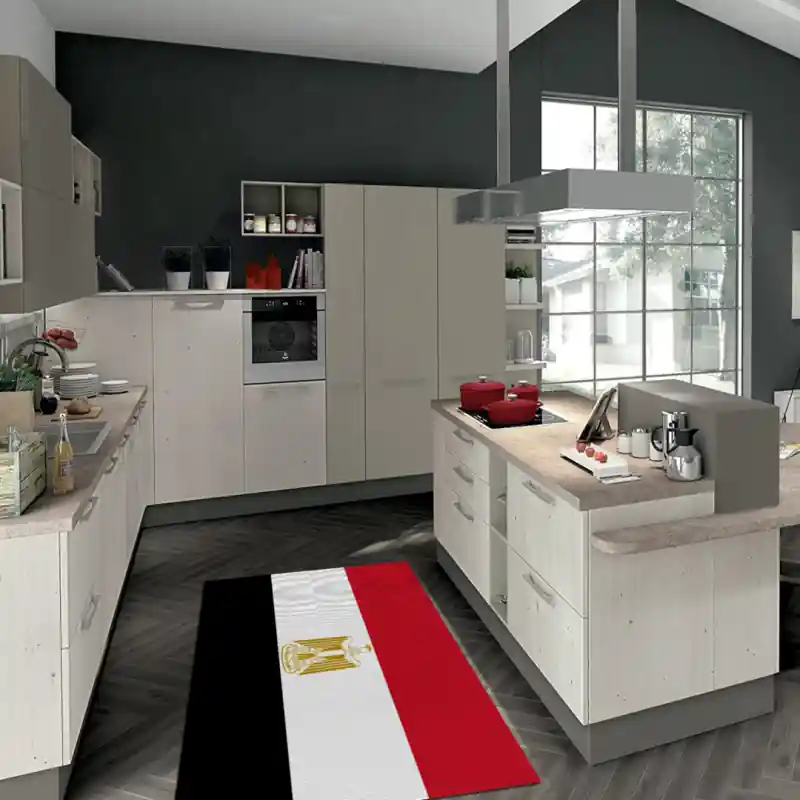 Tappeto Passatoia Salotto Cucina Bagno Lavabile Stampa Digitale Bandiera Tricolore Stemma - EGITTO