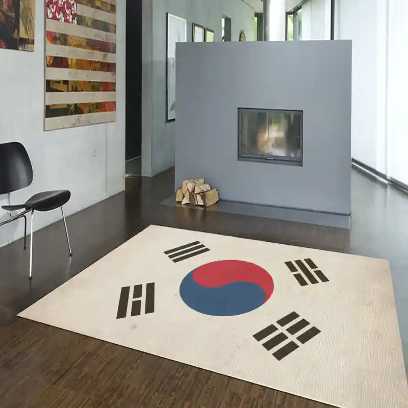 TappetoPassatoia Salotto Cucina Bagno Lavabile Stampa Digitale Bandiera Vintage Bianco-COREA DEL SUD