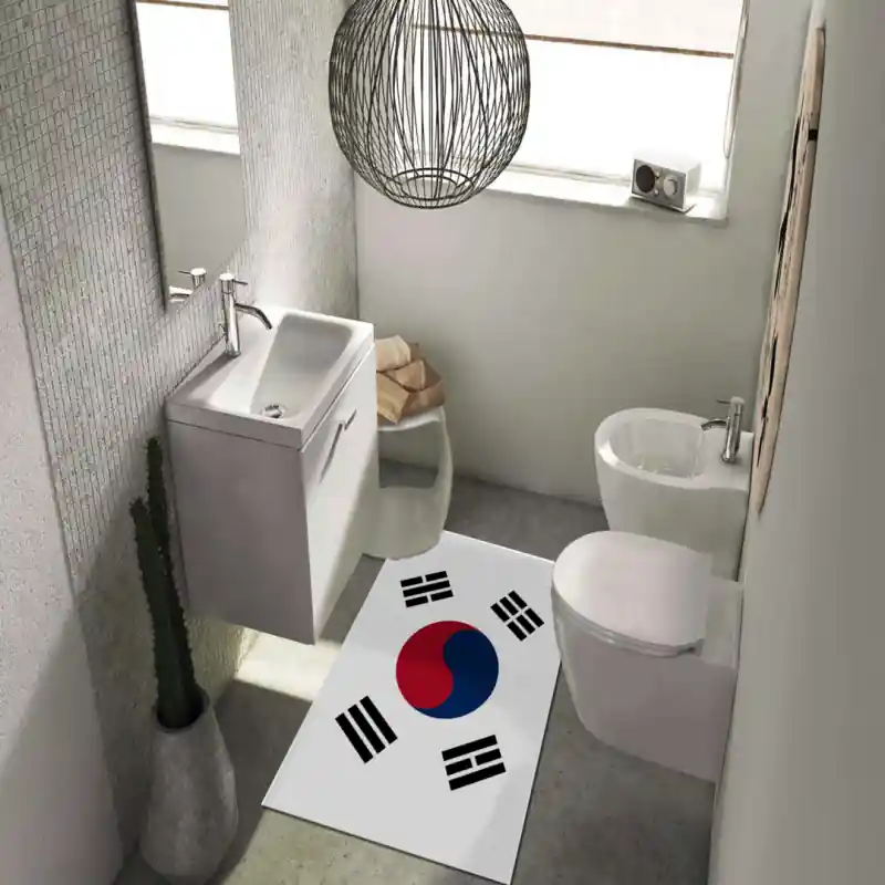 Tappeto Passatoia Salotto Cucina Bagno Lavabile Stampa Digitale Bandiera Bianco - COREA DEL SUD