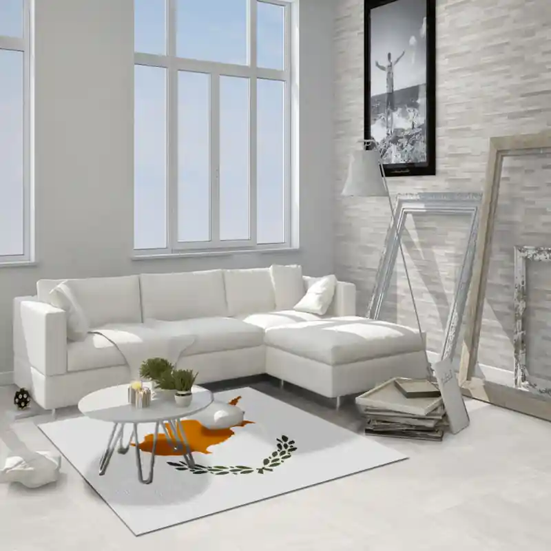 Tappeto Passatoia Salotto Cucina Bagno Lavabile Stampa Digitale Bandiera Bianco Regione - CIPRO