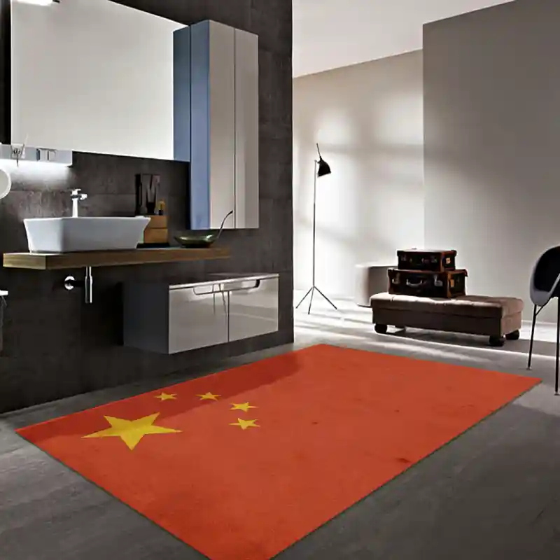Tappeto Passatoia Salotto Cucina Bagno Lavabile Stampa Digitale Bandiera Vintage Rosso Stelle - CINA