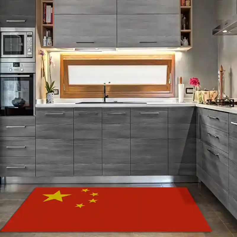 Tappeto Passatoia Salotto Cucina Bagno Lavabile Stampa Digitale Bandiera Rosso Stelle - CINA