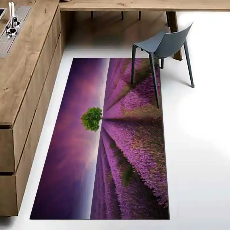 Tappeto Passatoia Salotto Cucina Bagno Lavabile Paesaggio Campo Lavanda Provenza Viola - PAE0029