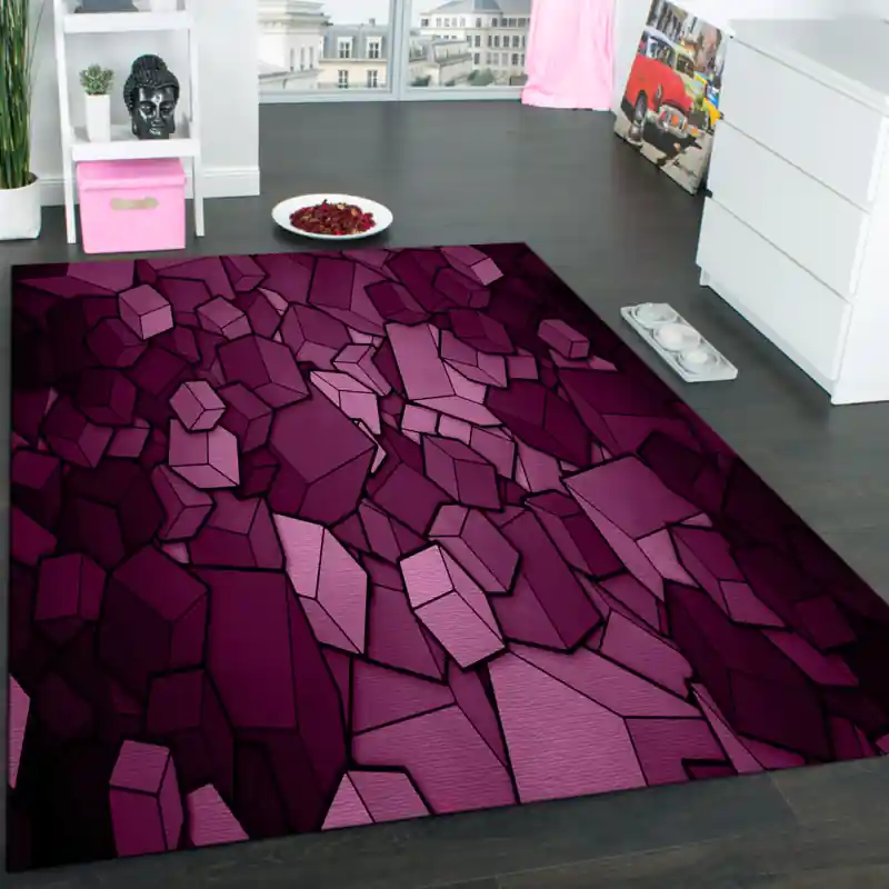 Tappeto Passatoia Salotto Cucina Bagno Lavabile Antiscivolo Moderno Astratto Viola - MOD5081
