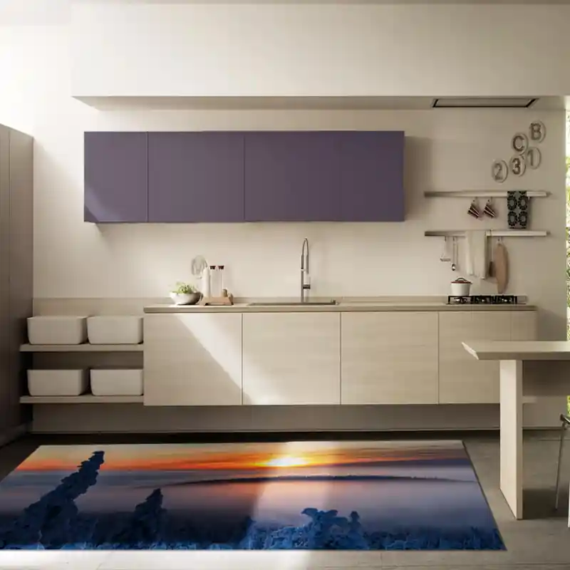 Tappeto Passatoia Salotto Cucina Bagno Lavabile Paesaggio Montagna Neve Alberi Innevati - PAE0027