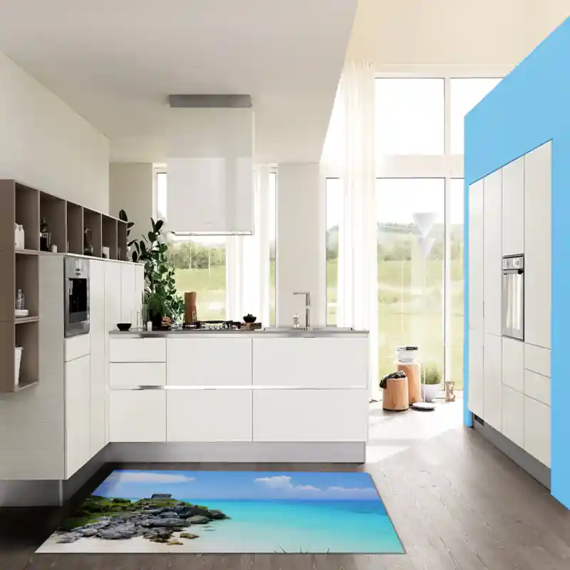 Tappeto Passatoia Salotto Cucina Bagno Lavabile Paesaggio Mare Spiaggia Caraibi Sole - PAE0026