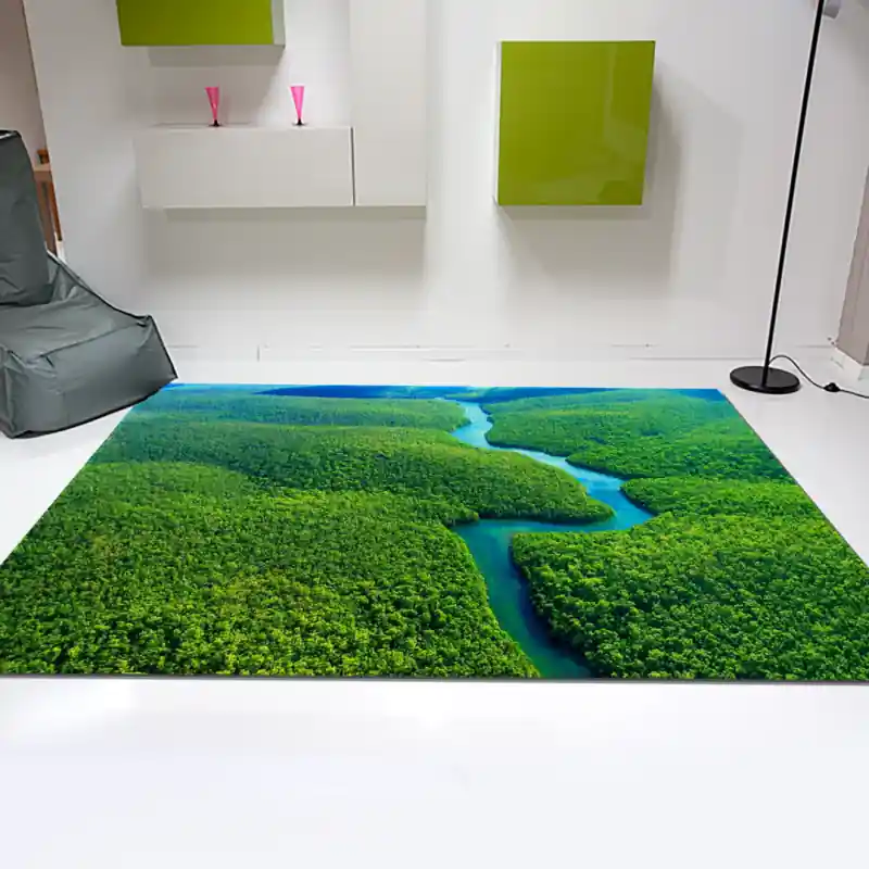 Tappeto Passatoia Salotto Cucina Bagno Lavabile Paesaggio Foresta Amazzonica Fiume Verde - PAE0023